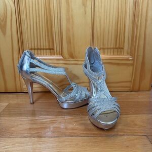 Elegant Silver Strappy Heels